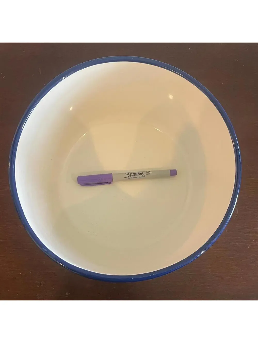 Blue Ceramic Fish Bowl - Brushes
